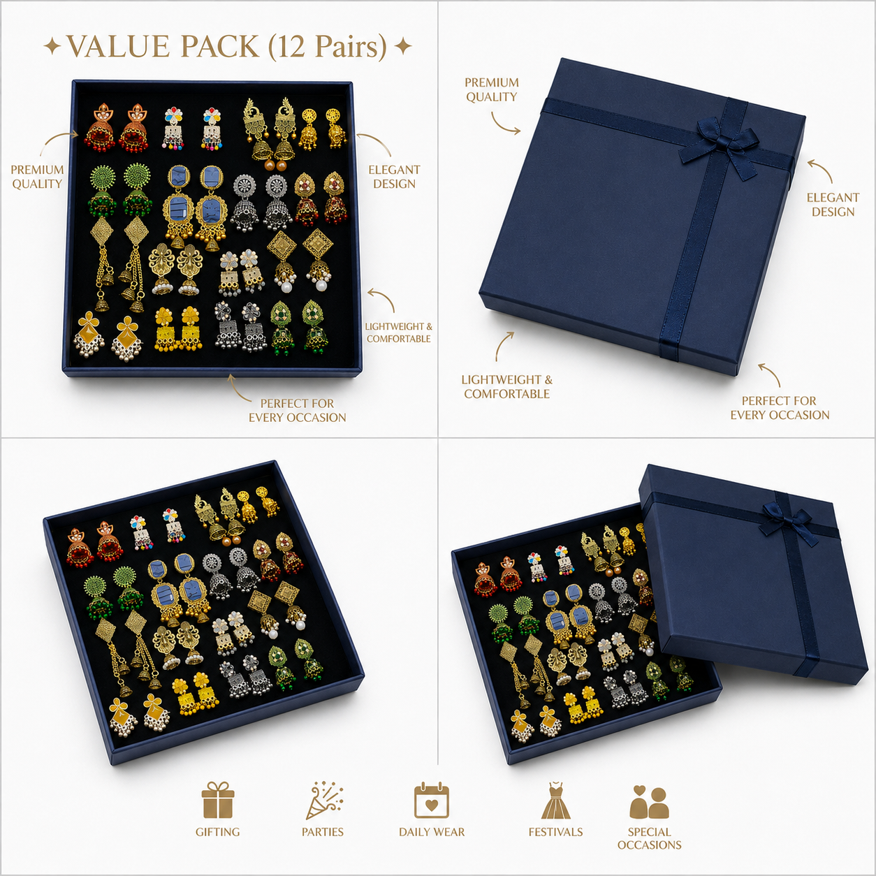 Premium Jhumki Box – 12 Pairs Collection ✨