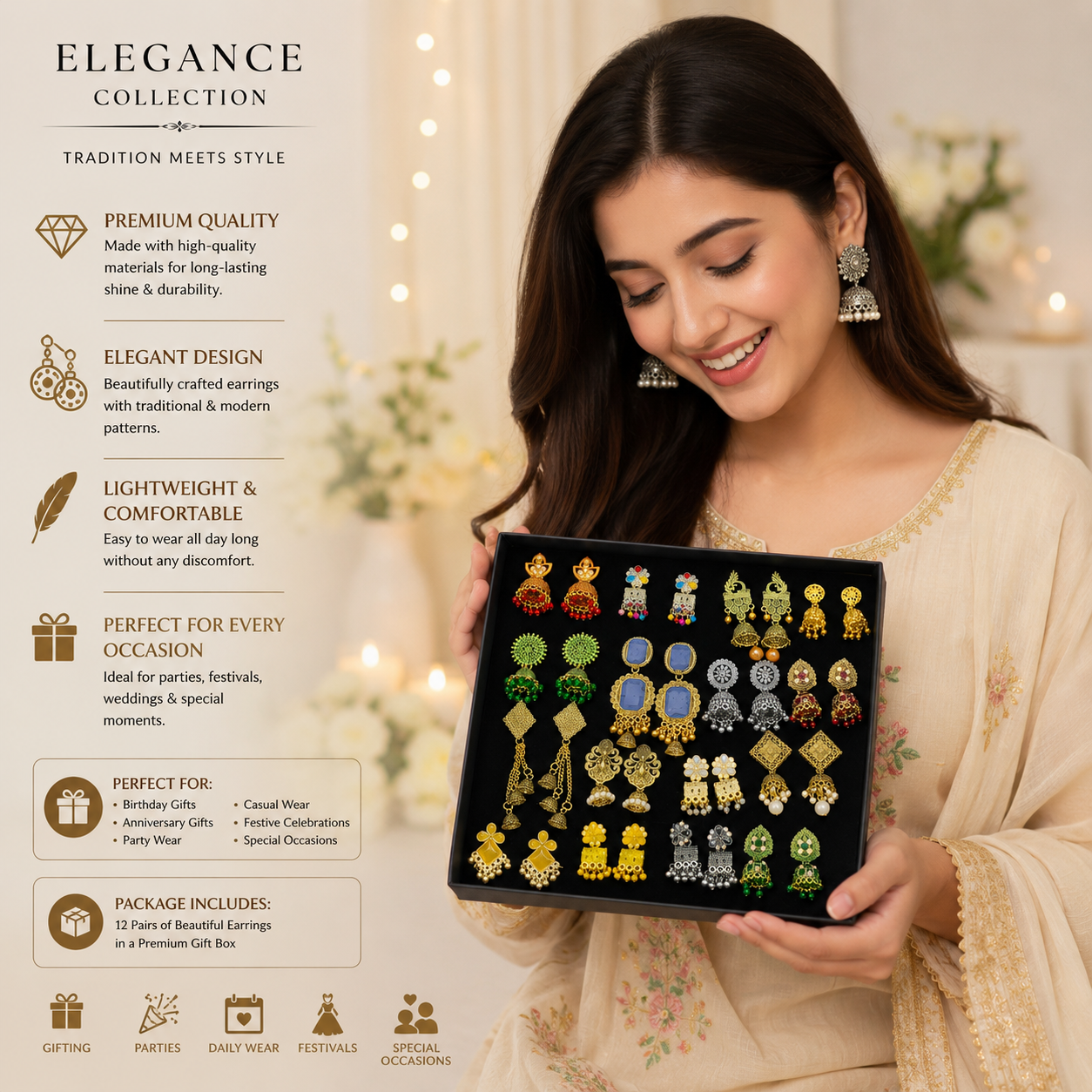 Premium Jhumki Box – 12 Pairs Collection ✨