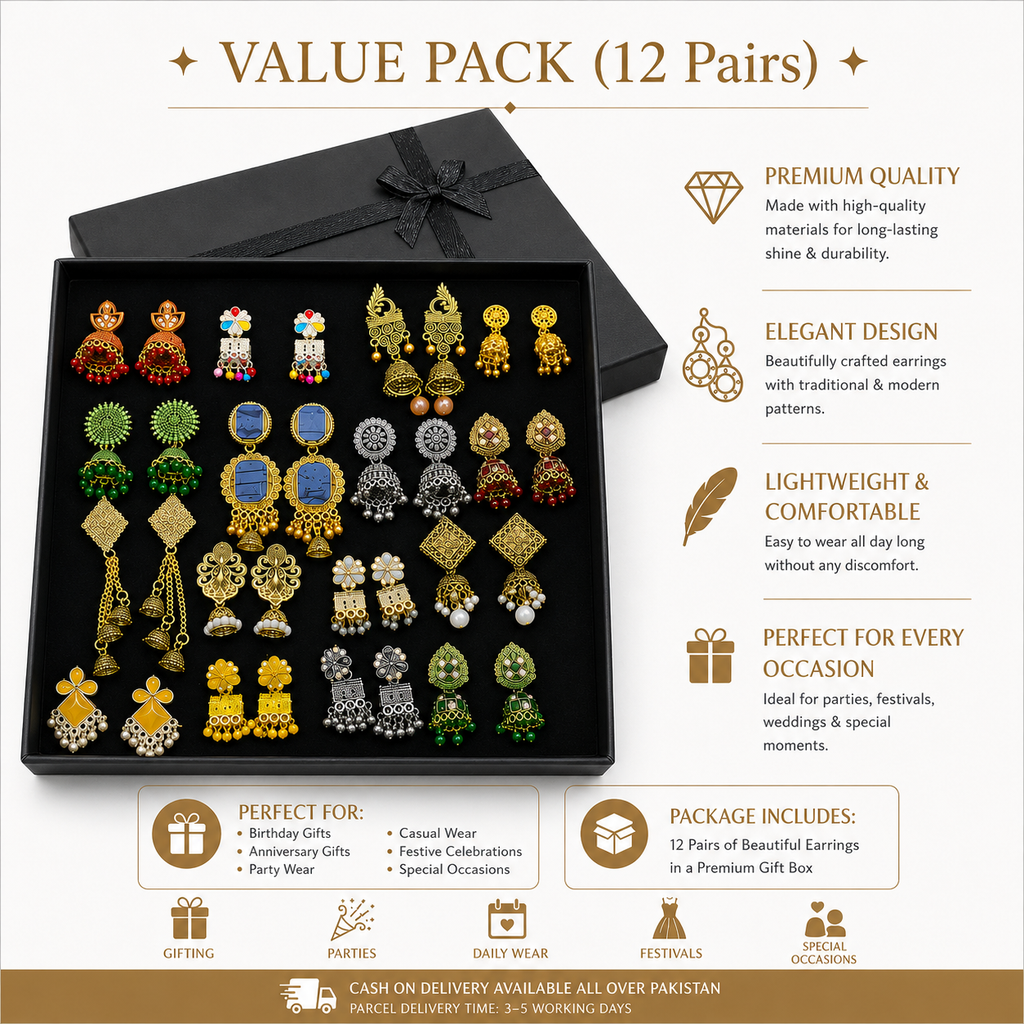 Premium Jhumki Box – 12 Pairs Collection ✨