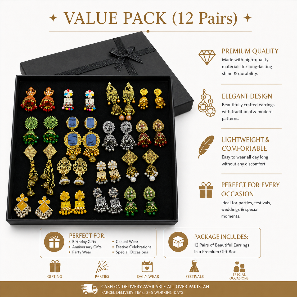 Premium Jhumki Box – 12 Pairs Collection ✨